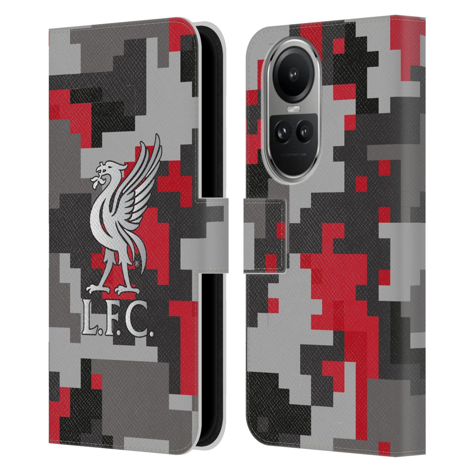Head Case Designs Officially Licensed Liverpool Football Club Club Colours Digital Camouflage Leather Wallet Case Compatible With Oppo Reno10 5G / Reno10 Pro 5G