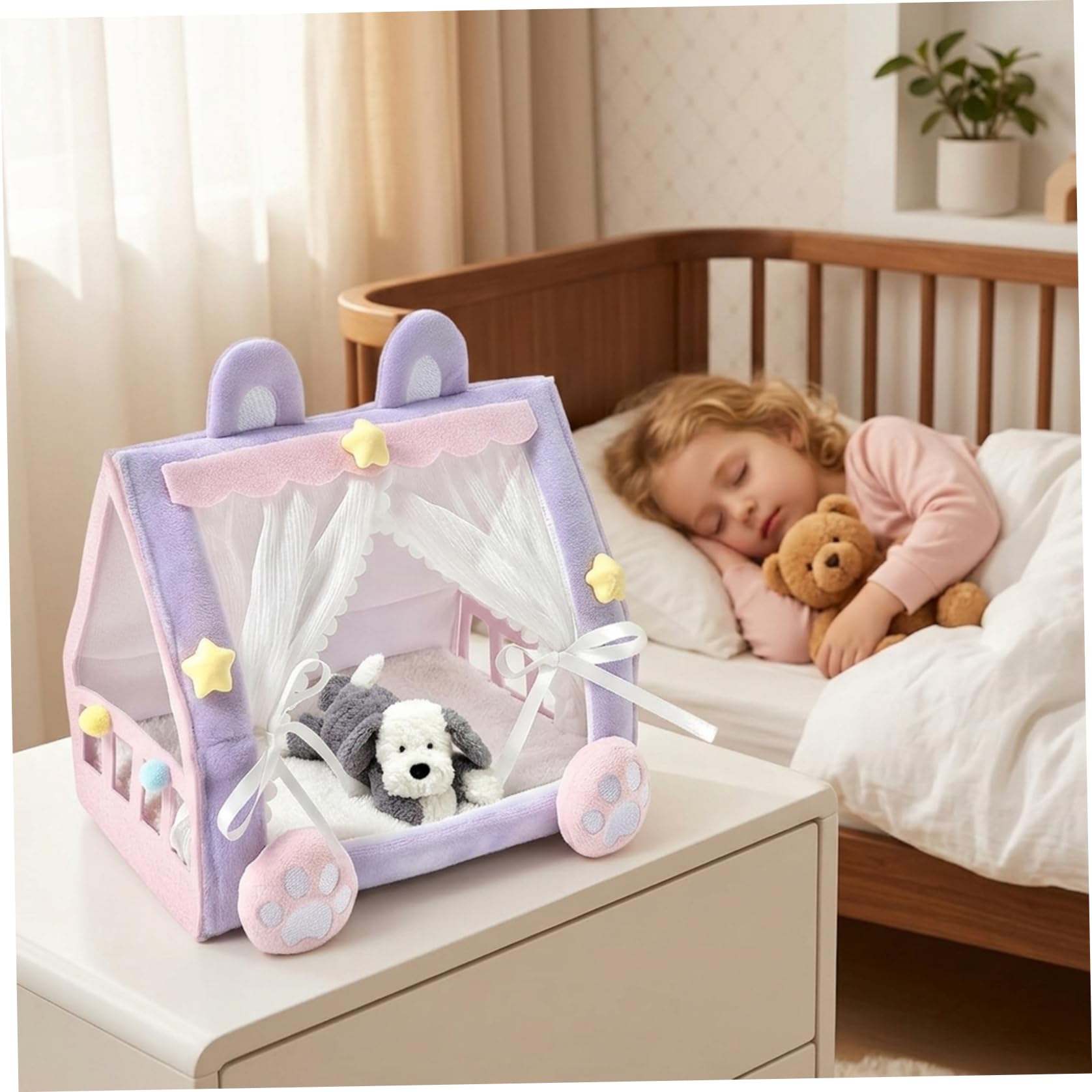 Berceau et lit de poupée pour bébé, Tente de poupée Adorable Faite à la Main avec Un Design rêve pour Exposition poupées, Jouet Berceau Miniature Confortable pour Accessoires Maison po