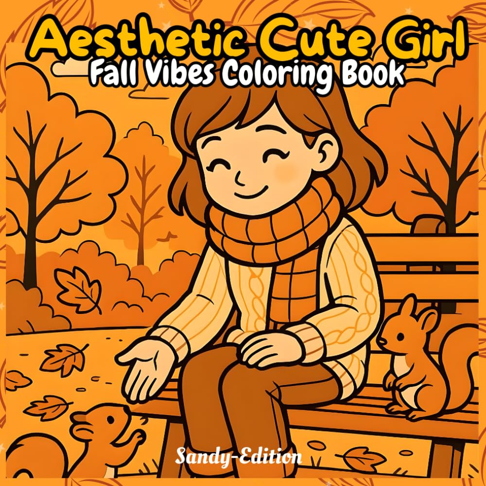 Aesthetic Cute Girl Cozy Fall Vibes Coloring Book: Relax and color cozy autumn scenes featuring cute girls, warm sweaters, pumpkins, and fall aesthetics.