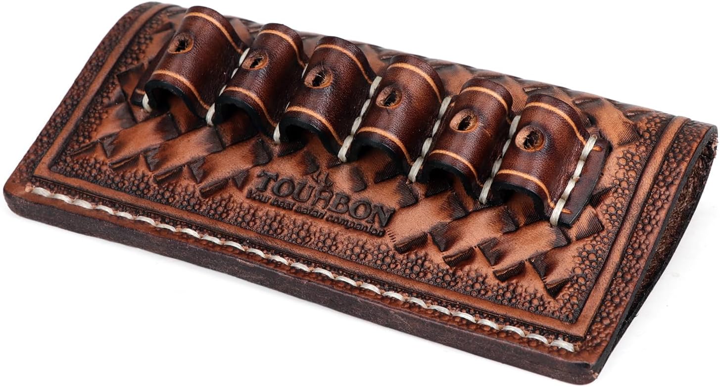 TOURBON Leather 6 Round Cartridge Holder Belt Ammo Slide .38 .357 Pistol Ammunition Carrier - Image 9