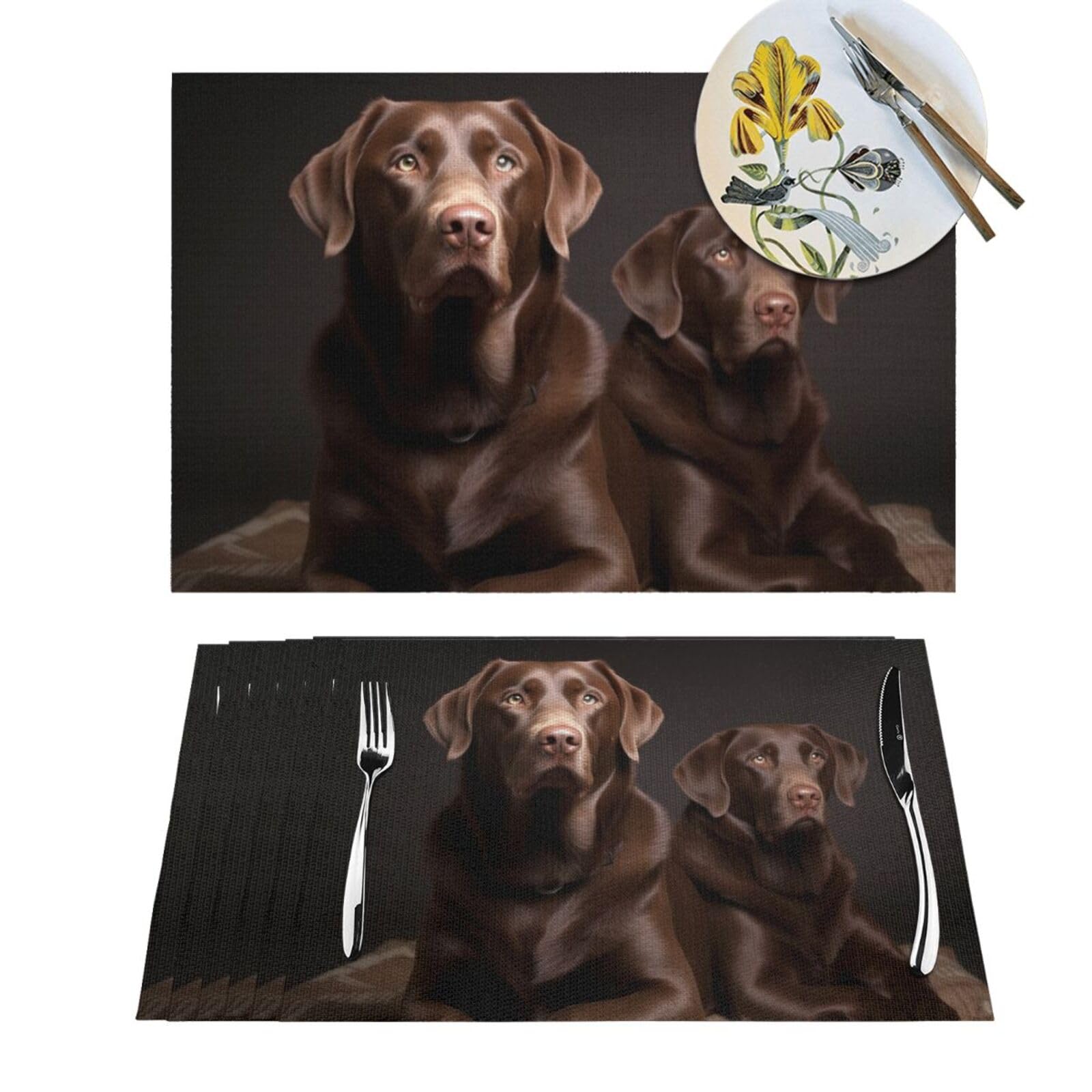 Set de table en PVC tissé marron de 45,7x30,5 cm résistant à la chaleur pour intérieur