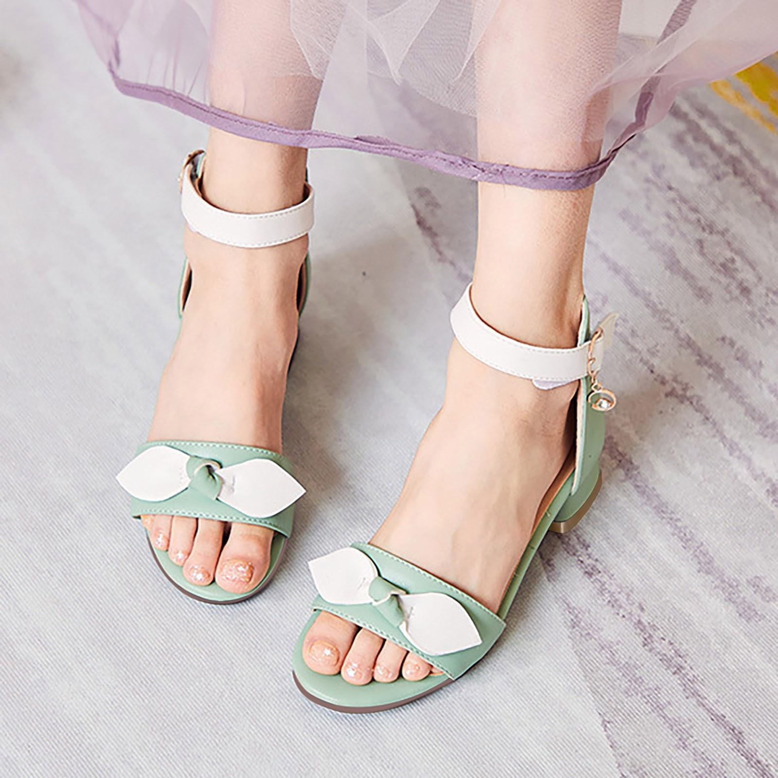 Scarpe da principessa Ragazza Tacco Stiletto Morbido Tacco a spillo Con Fibbia Cinghie Scarpe per bambini Antiscivolo Mary Jane Elegante Scarpe da sposa Sandali comodi per feste all'aperto