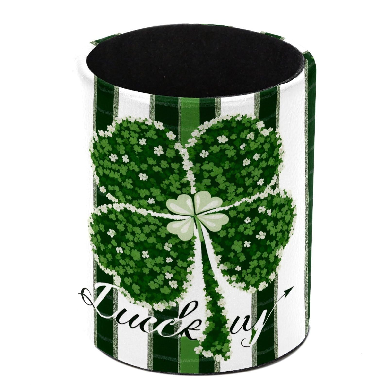 FWJZDSP St. Patrick's Day Shamrock Pencil Cup Pen Organizer Makeup Brush Holder for Office Home Countertop Desk Accessory Storage