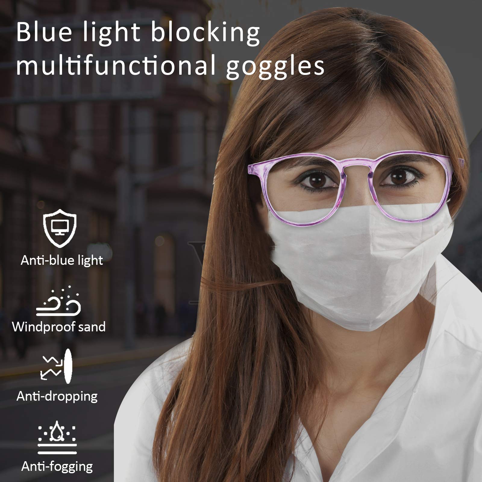 Lunettes de sécurité anti-buée, élégantes, protection UV, anti-rayures pour femme, pour l'école, le travail en plein air