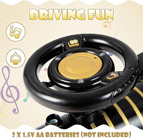 Vista 27 de OLAKIDS Tren de paseo para niños con pista, juguete eléctrico de 6 V con luces y sonidos, reposapiés retráctil, almacenamiento debajo del asiento