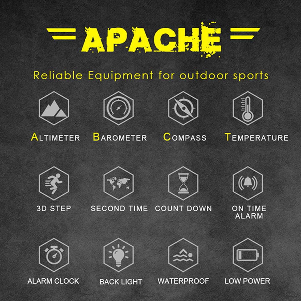 Reloj Inteligente Al Aire Libre para Montañismo y Natación con Altímetro, Barómetro, Brújula, 50M Impermeable, Funciones Militares, Verde