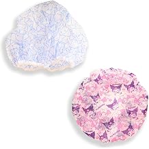 Kitty & Kuormi-Bunny Shower Caps for Women 2 Pack - Reusable Cute Kawaii Waterproof Hair Cover, One Size Fits All Hair Lengths, Shower Cap for Long Hair Use Cinnamoroll & My Melody-Kuromi Set
