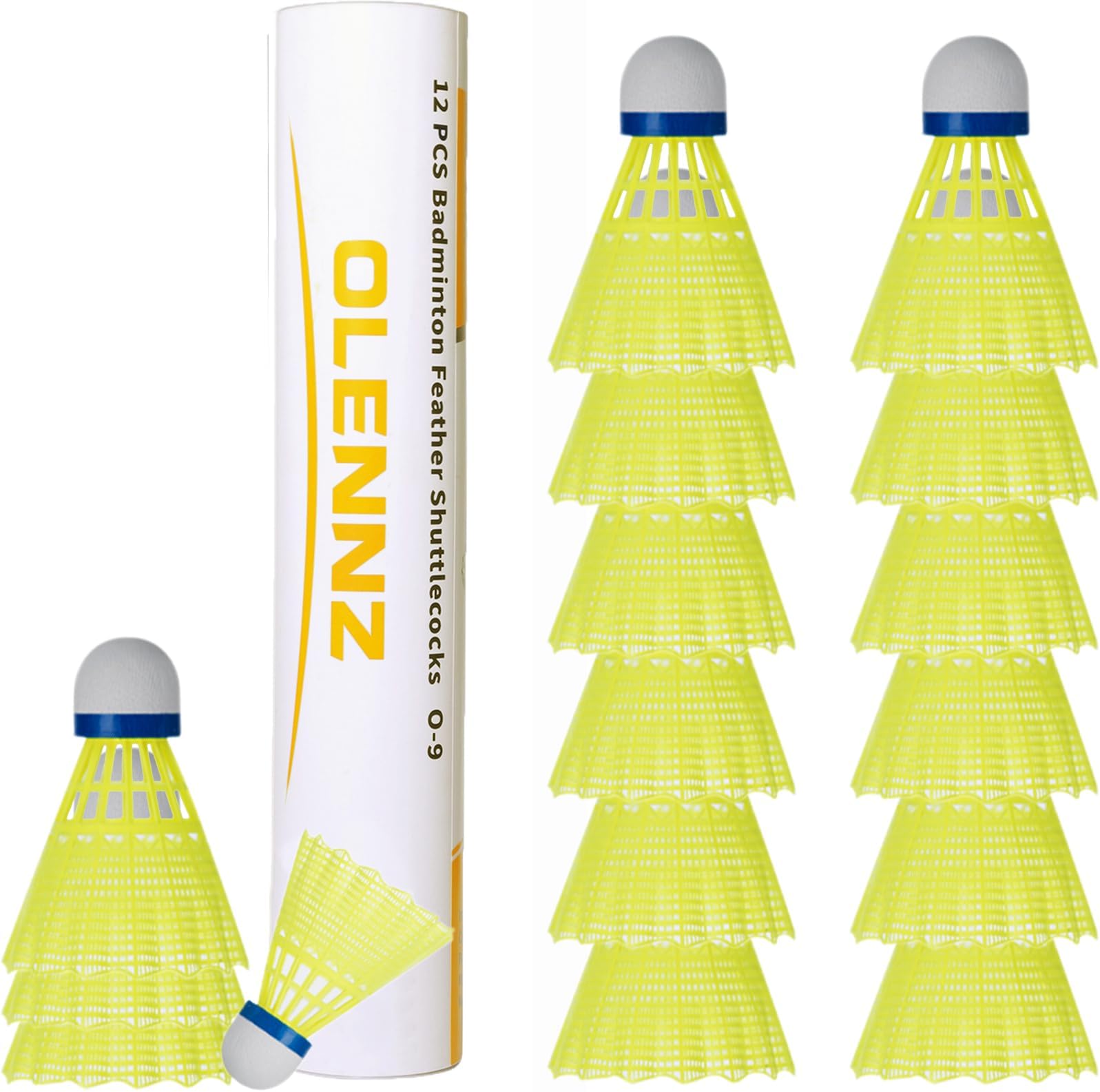 Badminton Birdies Shuttlecocks Plastic Shuttlecocks Pack of 12 Durable and Stable for Indoor and Yellow