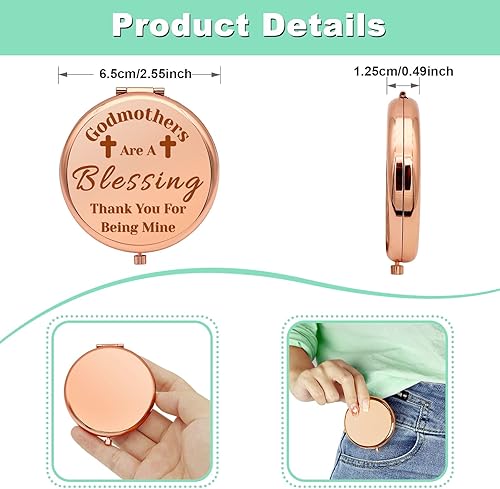 Miniatura 4 de Regalos para madrina de ahijada ahijado espejo compacto regalos de agradecimiento para madrina regalo cristiano para mujeres regalo de