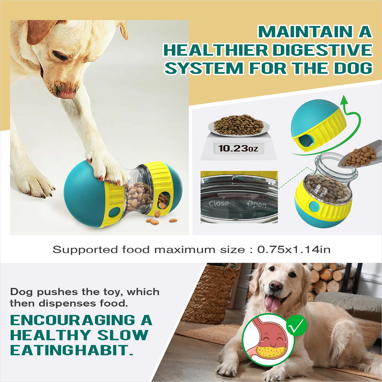 Rompecabezas interactivo de comida para perros, dispensador de golosinas ajustable, alimentación lenta para mantenerlos ocupados, juguetes estimulantes para perros medianos y grandes (XL azul)