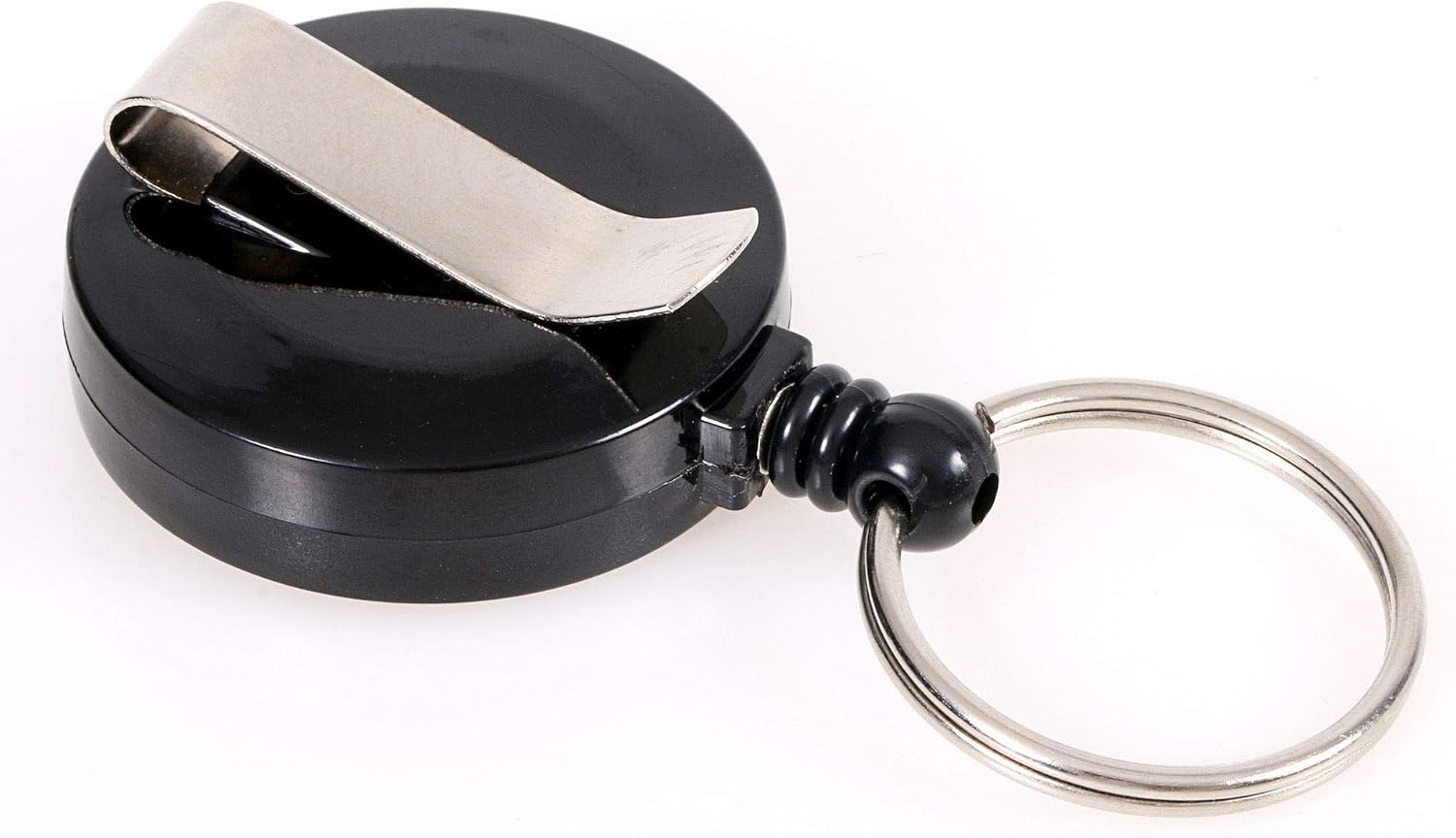 Europel Badge Reel with Strap Clip, 80cm Cord, with Ring, Black (Pack of 10)
