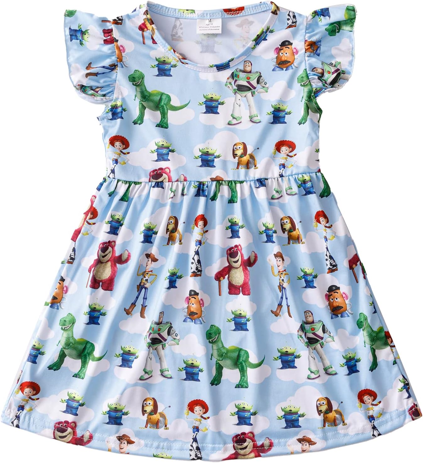 GenericToddler Girl Easter Bunny Egg Pattern Dress Flutter Sleeve Princess Party Summer Clothes