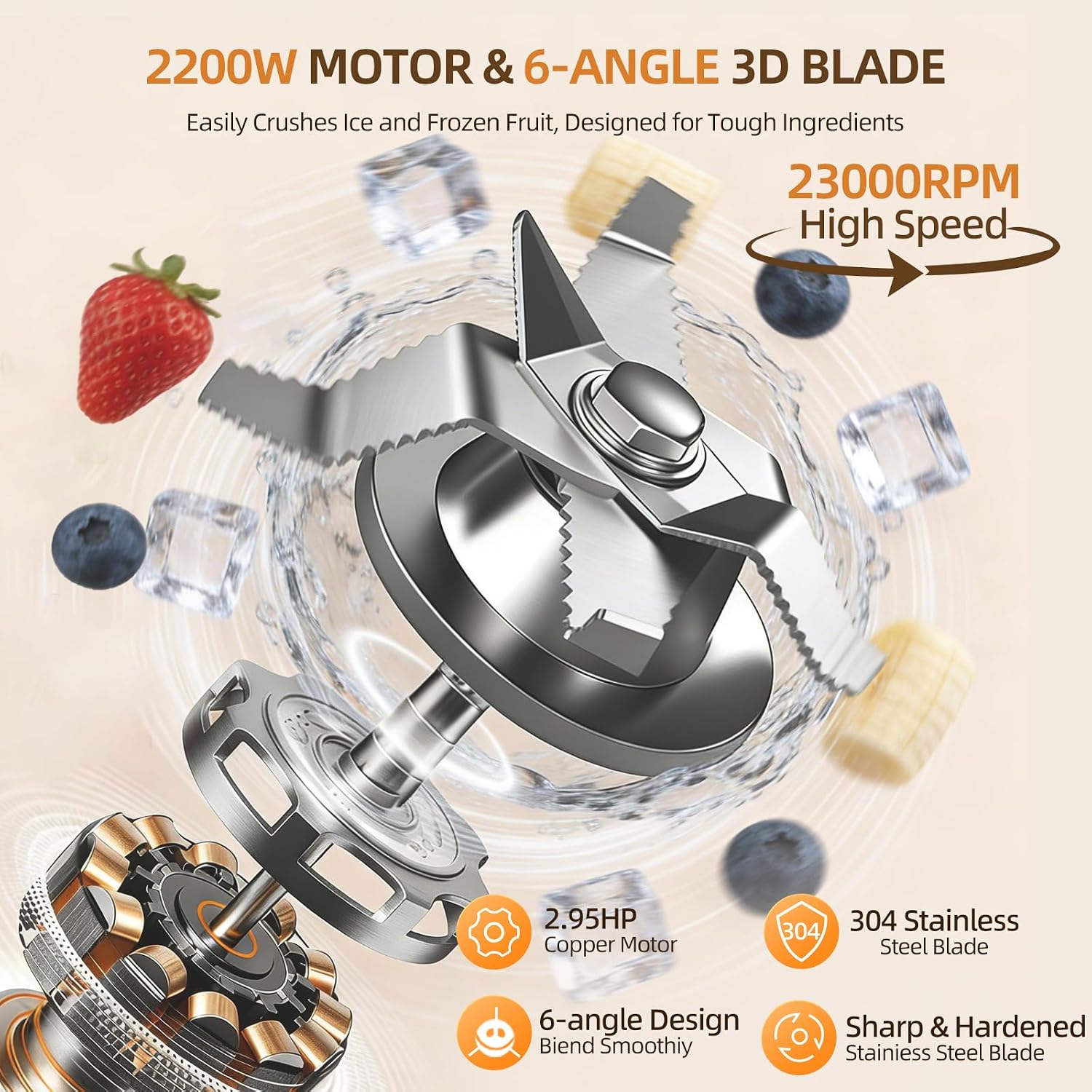 140 Oz / 4 L Commercial Blender, Professional Large Blender with Adjustable Speed & Timer Functions, 2200W High Powered Blenders with 23000RPM for Shakes, Smoothies, Peree, Crush Ice,110V