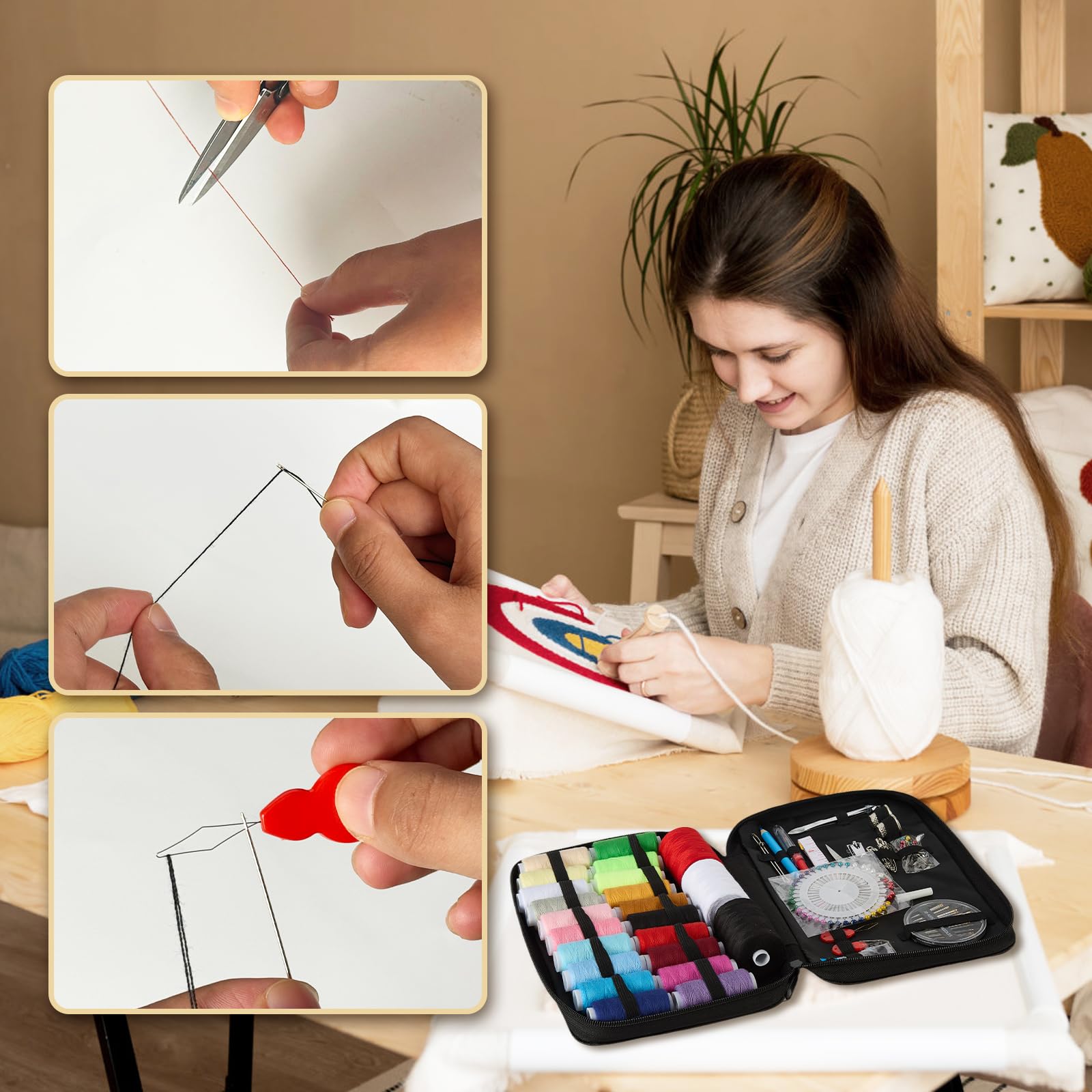Kit de costura para adultos y niños, kit de aguja e hilo para coser, kit de costura grande para adultos, principiante, principiante, viaje, emergencia, costura, reparación