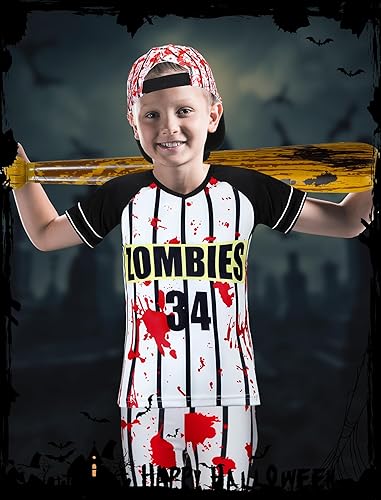 Vista 5 de 5 Pcs Halloween Zombie Costumes Scary Baseball Player Zombie Costume for Boys Kids Children Halloween Party Costumes