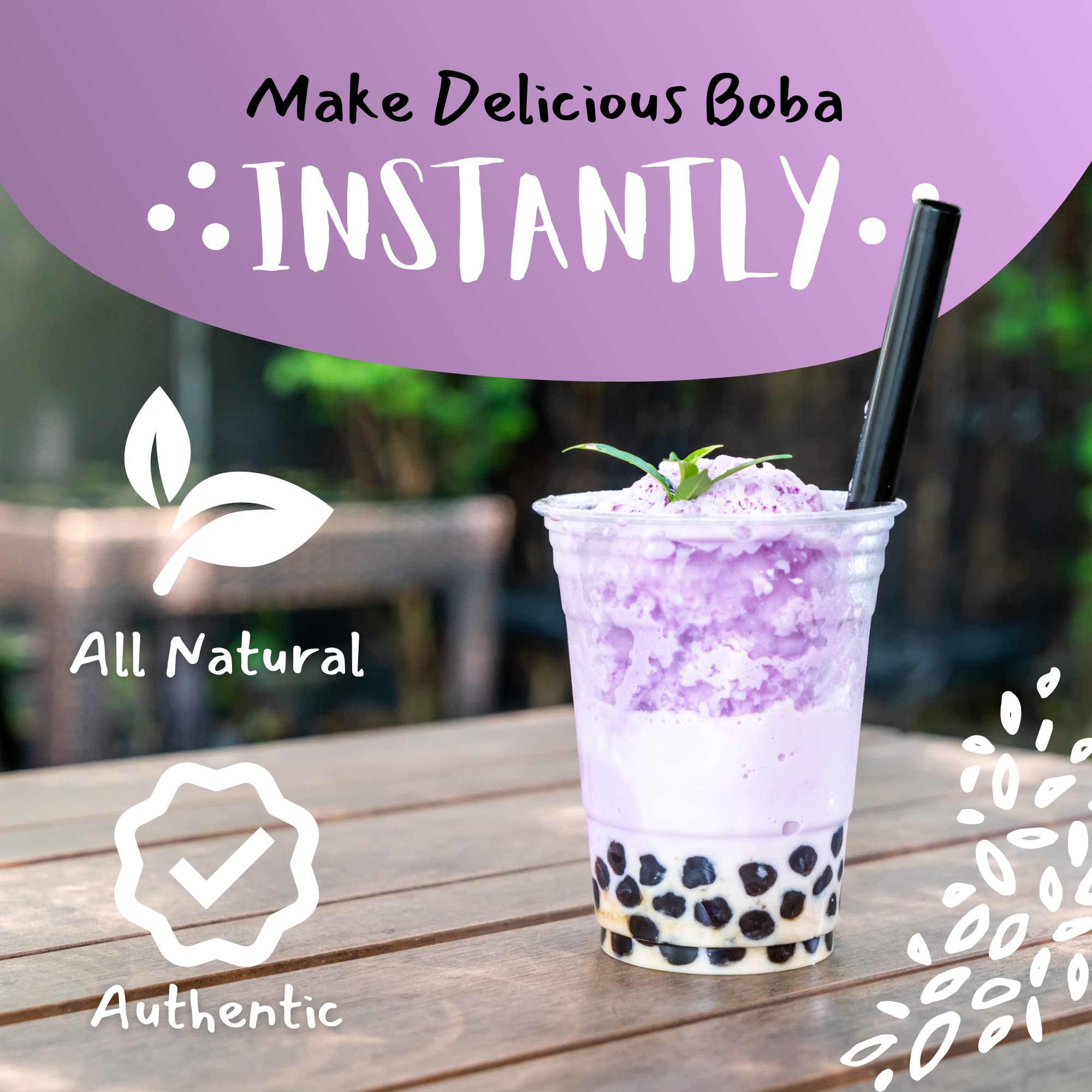 Flavfar Taro Milk Tea with Instant Tapioca Pearls Authentic Taro Milk