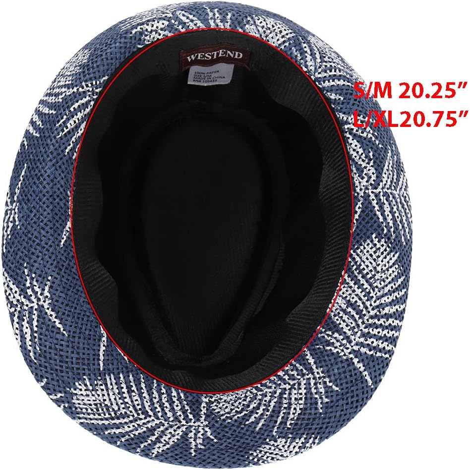 WESTEND Tropical Palm Leaves Short Brim Fedora Hat for Boys Ages 6-12, UPF 50+ Sun Protection