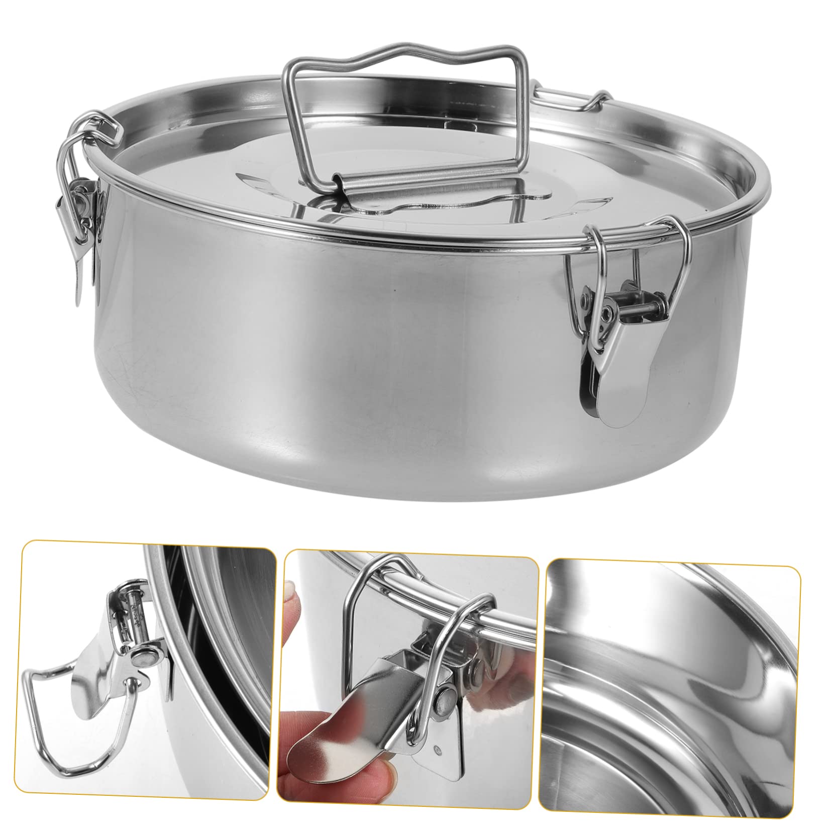 Molde de Acero Inoxidable con Tapa Vaporera, para Flan | Recipiente de Plata, con Asa Resistente, Uso en Horneado y Vapor, para Boniatos y Pudines
