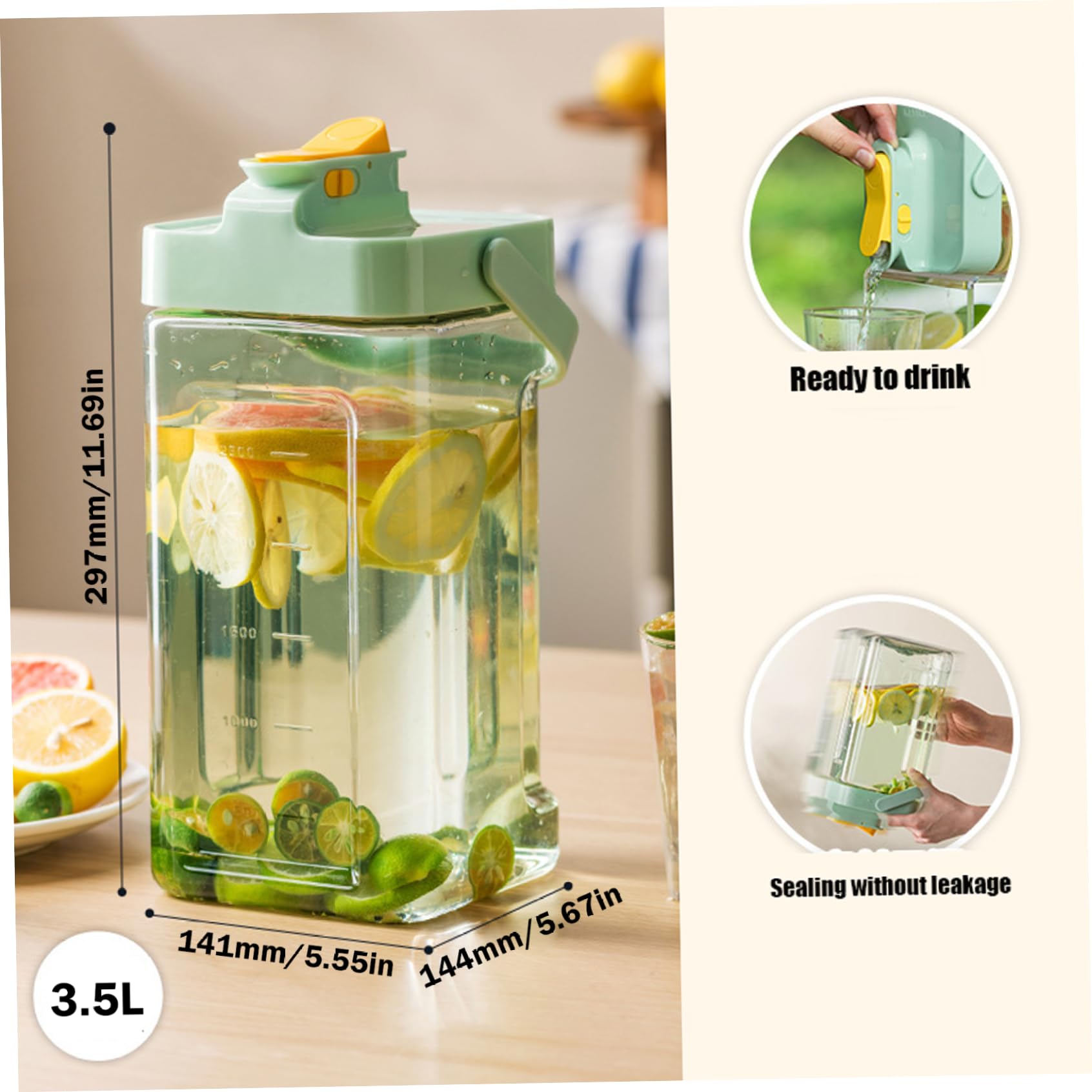 Dispensador De Bebidas De 3,5 L Con Grifo - Para Nevera, Ideal Para Limonada, Jugos O Té Frío, Material PP