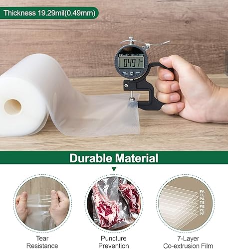 Miniatura 8 de Bolsas selladoras al vacío para alimentos, bolsas selladoras al vacío resistentes sin BPA de 8 pulgadas, 50 pies, paquete de 2, ideal para guardar