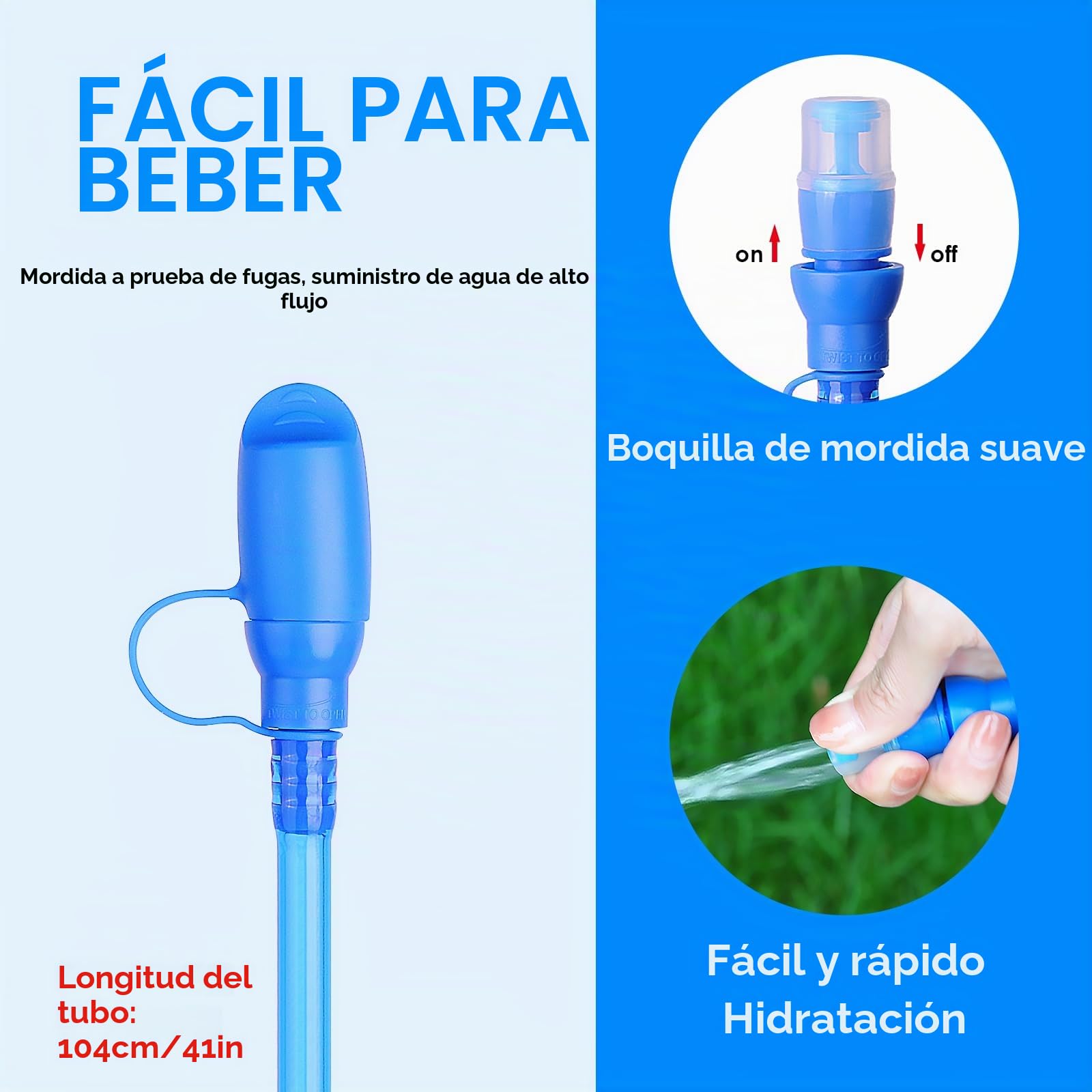 UTOBEST Vejiga de hidratación, Bolsa de Agua de 1 l, 1,5 l, 2 l, 3 l, Bolsa de Agua sin BPA, depósito de Agua a Prueba de Fugas para Correr, Ciclismo, Senderismo, Camping