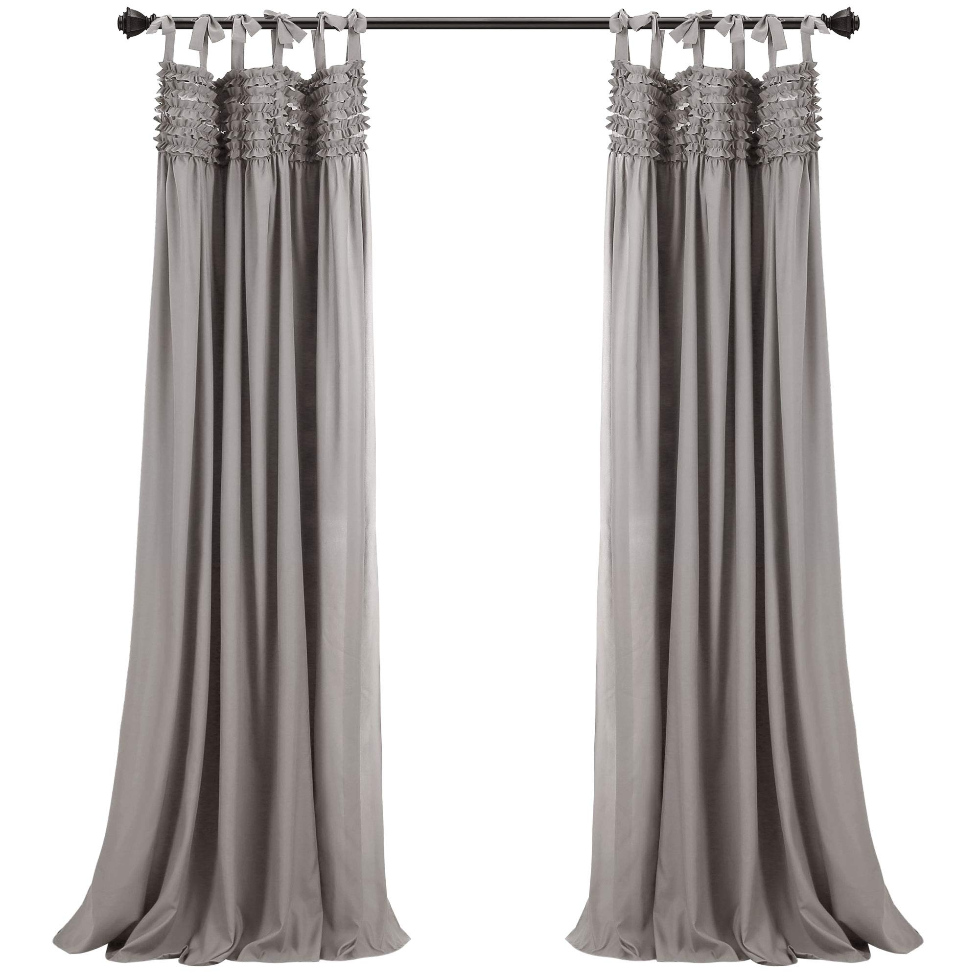 Lush Decor Zasłony z falbanką zestaw paneli okiennych do salonu, jadalni, sypialni (para), poliester, szary, 100 cm szer. x 213 cm dł. (2 sztuki)