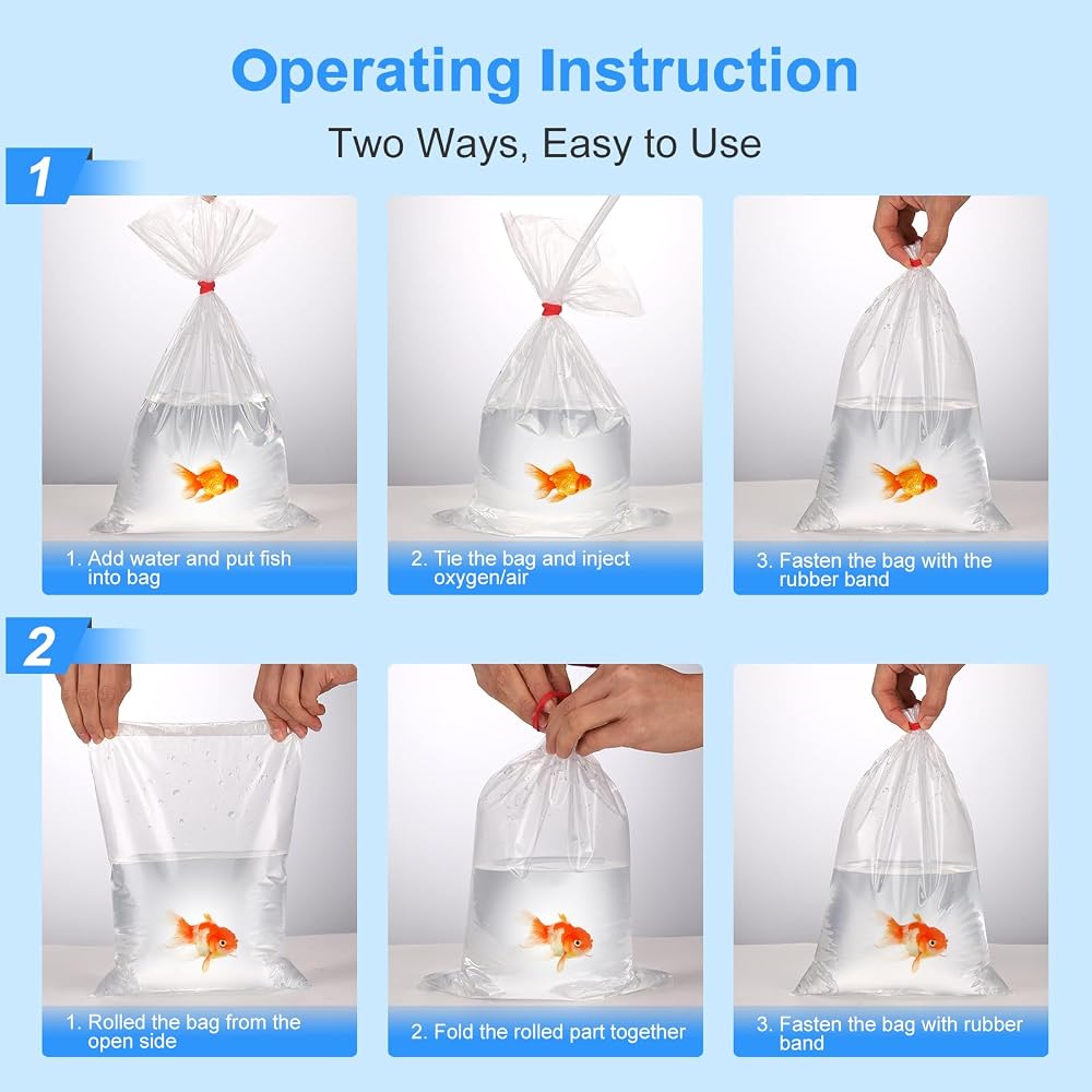 Xsourcer Aquariumfischbeutel – 100 Stück Transparente Transporttaschen, Wasserdicht & Auslaufsicher (15,2 X 30,5 Cm)