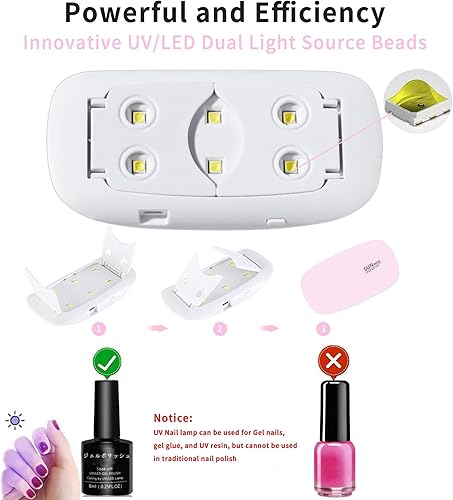 Miniatura 3 de Luz UV para uñas  Mini lámpara LED UV para uñas, secador de uñas portátil para esmalte de gel UV, pegamento de uñas, gel en forma de ratón, tamaño