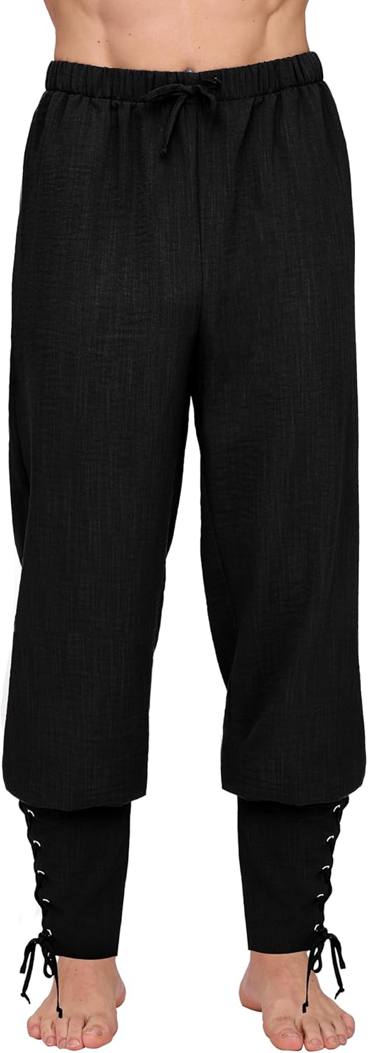 Spooktacular Creations Men Halloween Medieval Renaissance Pants With Pocket, Ankle Banded Pirate Pants, Viking Costume - Image 8