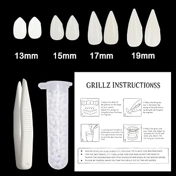iMiibel 4 Pairs Halloween Vampire Teeth-4 Sizes Fangs with Adhesive Pellets