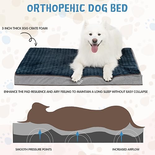 Miniatura 2 de VANKEAN Cama para perro, alfombrilla suave reversible, fresca y cálida, lavable y cómoda, con espuma ortopédica para jaula de huevos para perros