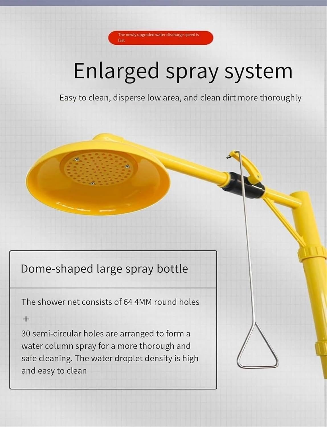 Eye Wash Station with Emergency Shower, Pedal Operated, ABS Coated 304 Stainless Steel, Industrial Outdoor Lab Safety Equipment