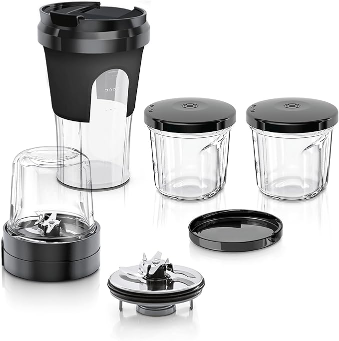 Bosch Zubehör-Set TastyMoments MUZ45XTM1, 5-in-1, Mixen, Mahlen, Hacken, Aufbewahren, ToGo-Becher, passend für Küchenmaschine MaxxiMUM, Serie 4, Serie 2, MUM4