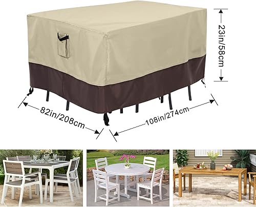 Miniatura 134 de ABCCANOPY Funda universal para mesa auxiliar de patio, para exteriores, pequeña cubierta impermeable y a prueba de polvo, marrón beige, 42 x 24 x 18