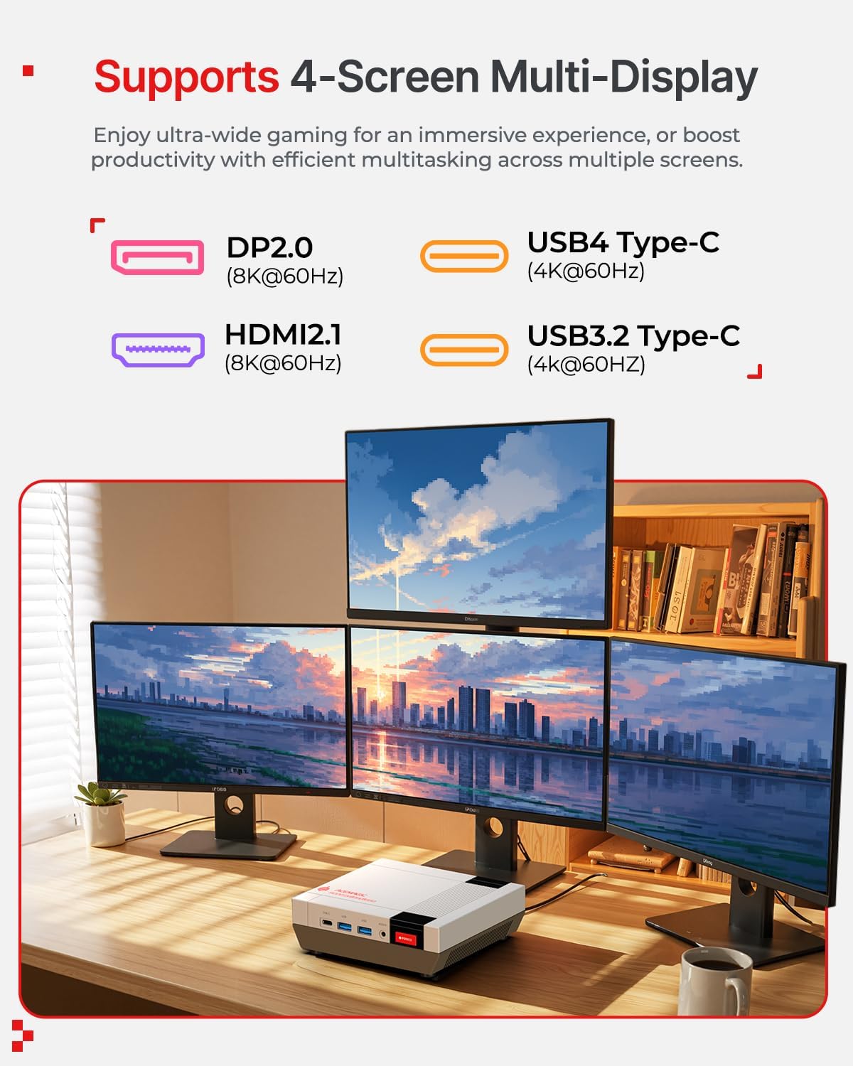 ACEMAGIC Retro X5 Mini Gaming PC, AMD Ryzen AI 9 HX 370, 32GB DDR5 1TB NVMe SSD Mini Computers with AMD Radeon 890M GPU, AI NPU/PCIe4.0/USB4 Type-C/BT5.4/WiFi7/4K Quad Display for Office Home 65W