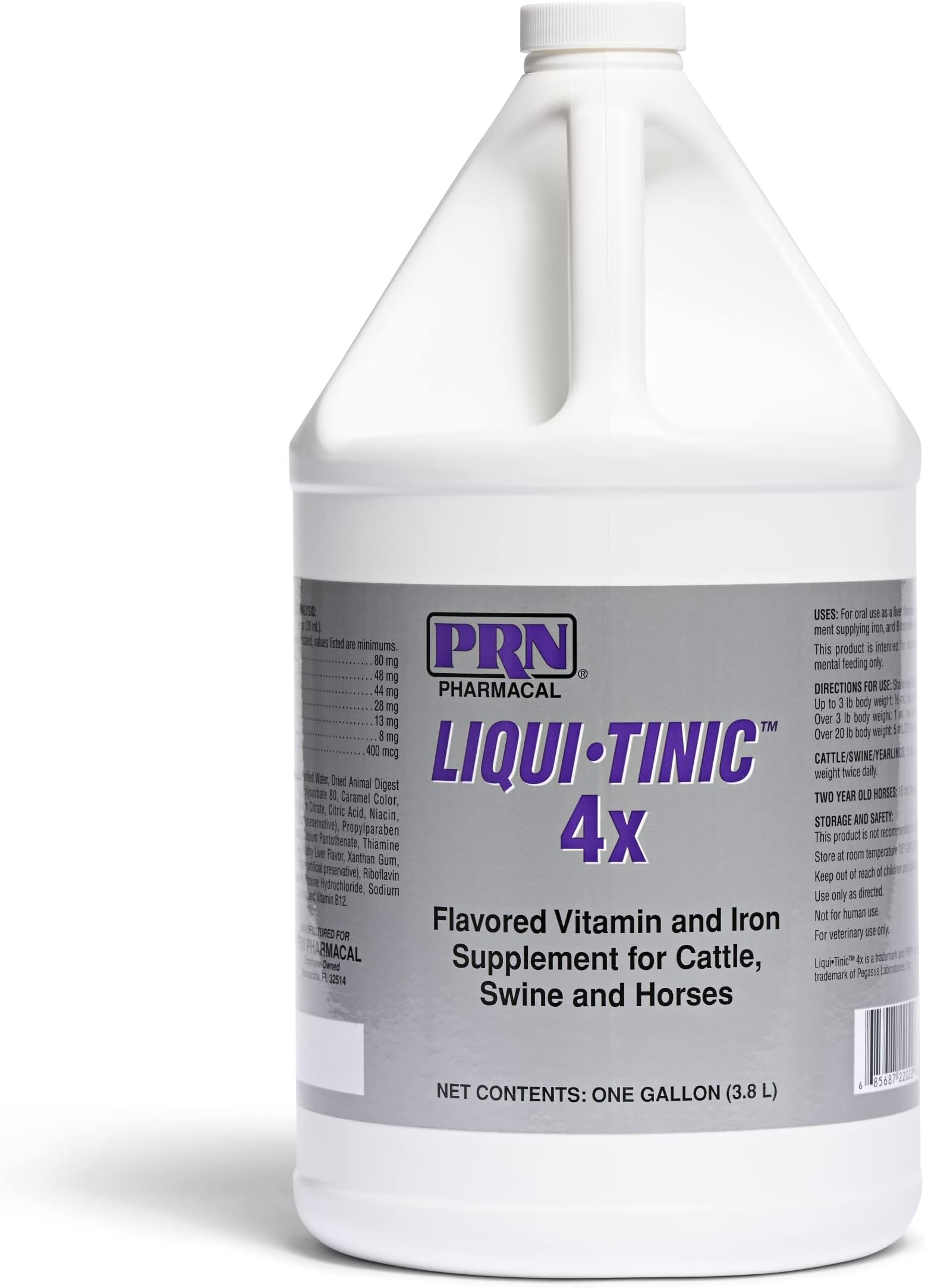 PRN Pharmacal Liqui-Tinic 4X Iron & Vitamin Supplement for Pets - Liquid Iron & B-Complex Vitamins to Support Wellness - Veterinary Oral Tonic for Dogs & Cats - Liver-Flavor - 1 gal
