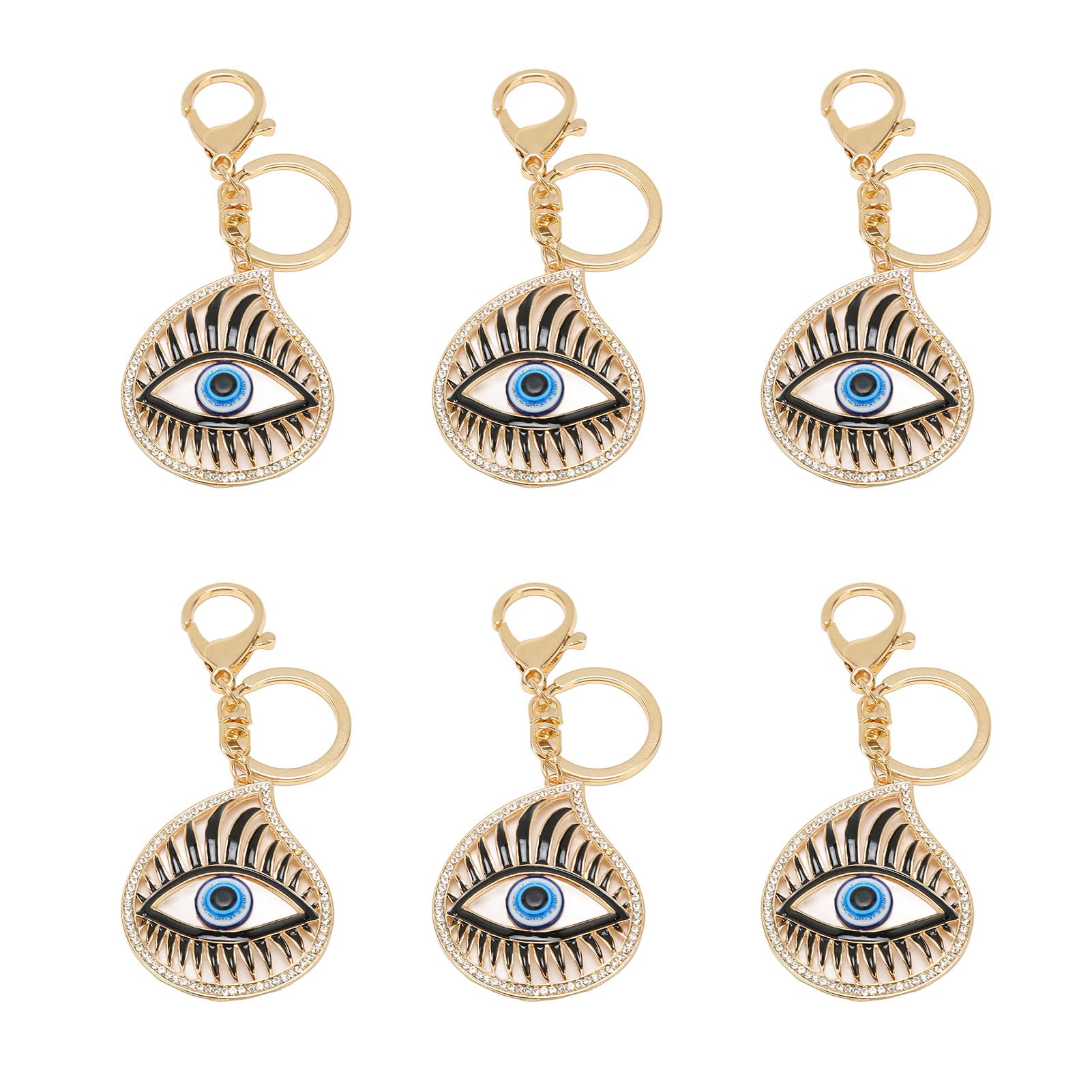 Set 6 Portachiavi Portafortuna Con Occhio Turco – Blu, Forme Varie (Luna, Fiocco, Ancora), Talismano Protezione