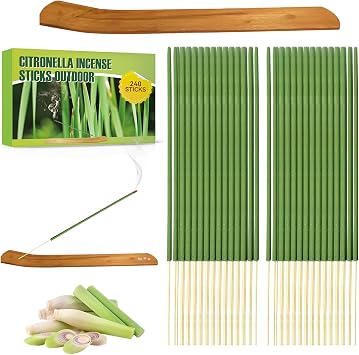 240 Pcs Citronella Sticks for Outside | Citronella Incense with Pine Wood Pallet Portable Design and Outdoor Protection for Patio Garden Fishing Camping Travels