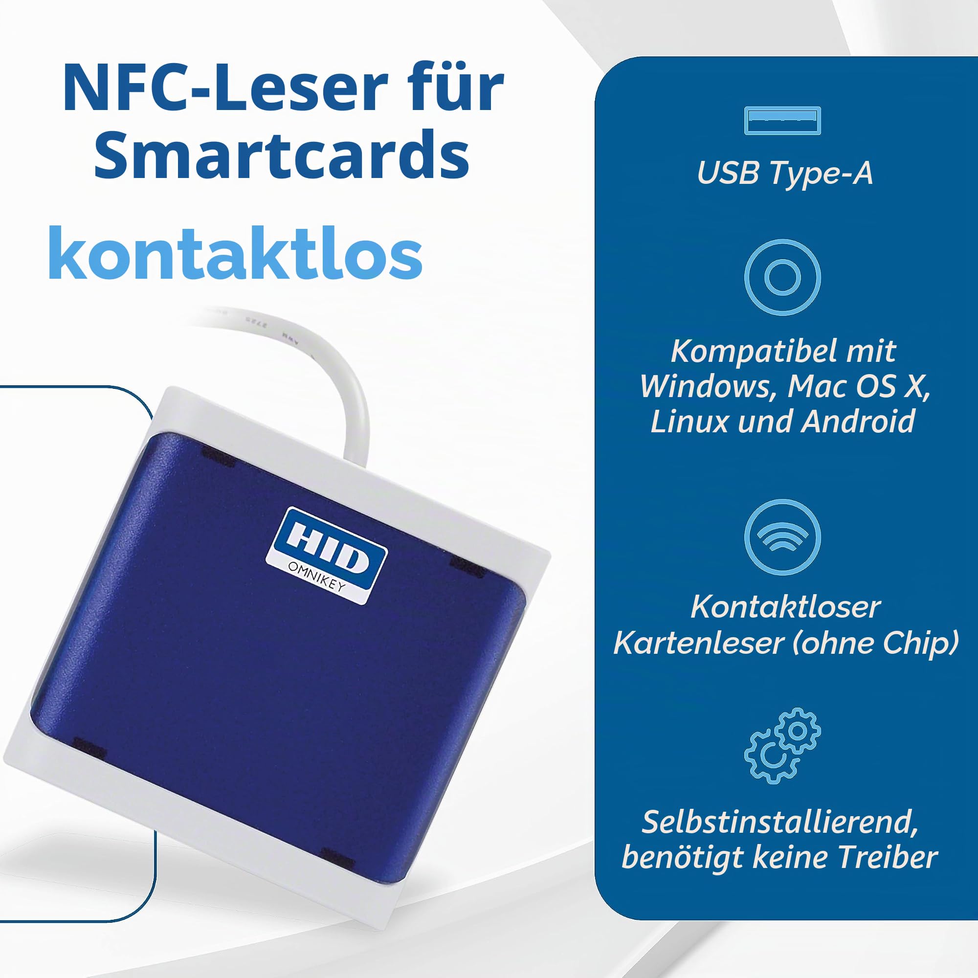 INTERNAVIGARE HID Omnikey 5022 USB Reader für elektronischen Personalausweis CIE 3.0 - Plug&Play für MAC und Win (alle Versionen)