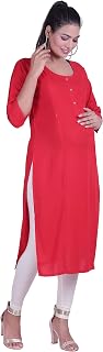 HRIDAY FASHION Women's Rayon Straight Maternity Feeding Kurti with Zippers (2029) Price In India