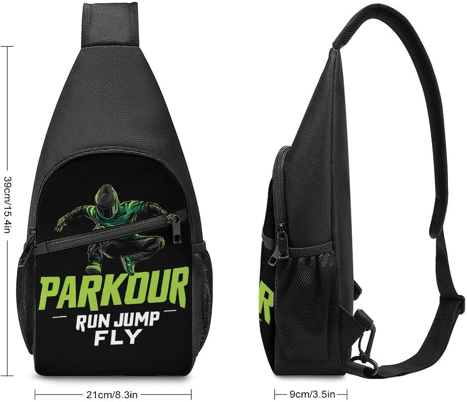 Parkour Run Jump Fly Crossbody Sling Backpack Chest Bag Daypack | unisex,trendy,with convertible and detachable shoulder strap,side pockets