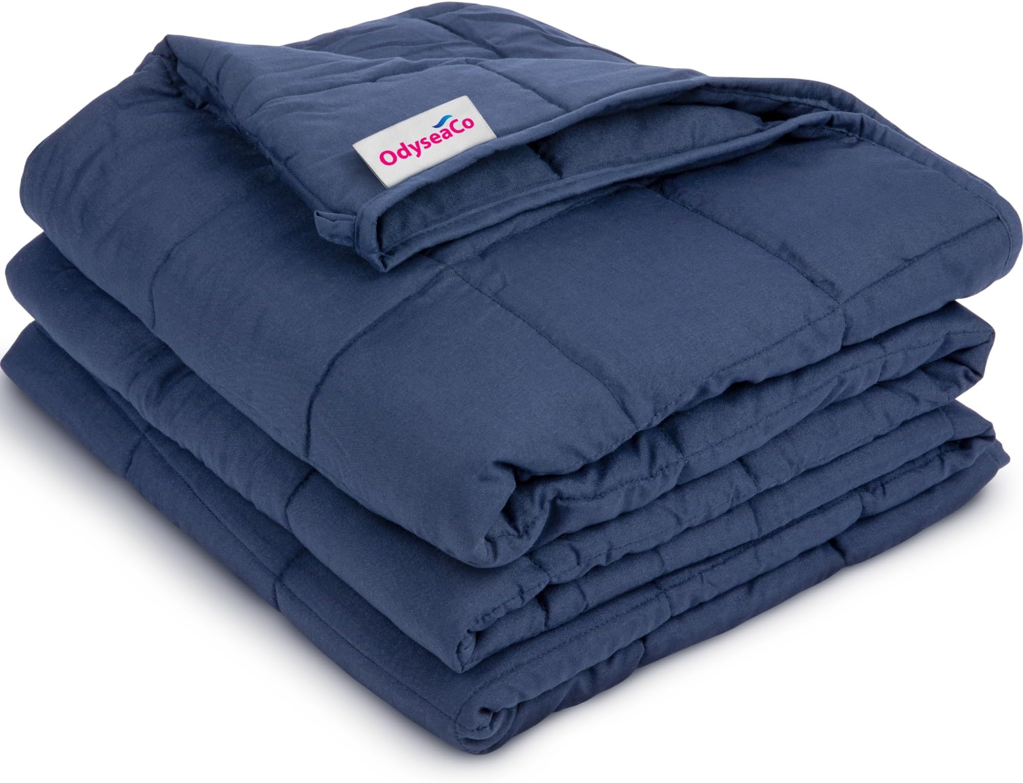 Odyseaco Weighted Blanket - Therapy Blanket and Sleep Help for Adults, Relaxation Anti-Stress Blanket 150 x 200 cm, 9.1kg, Blue