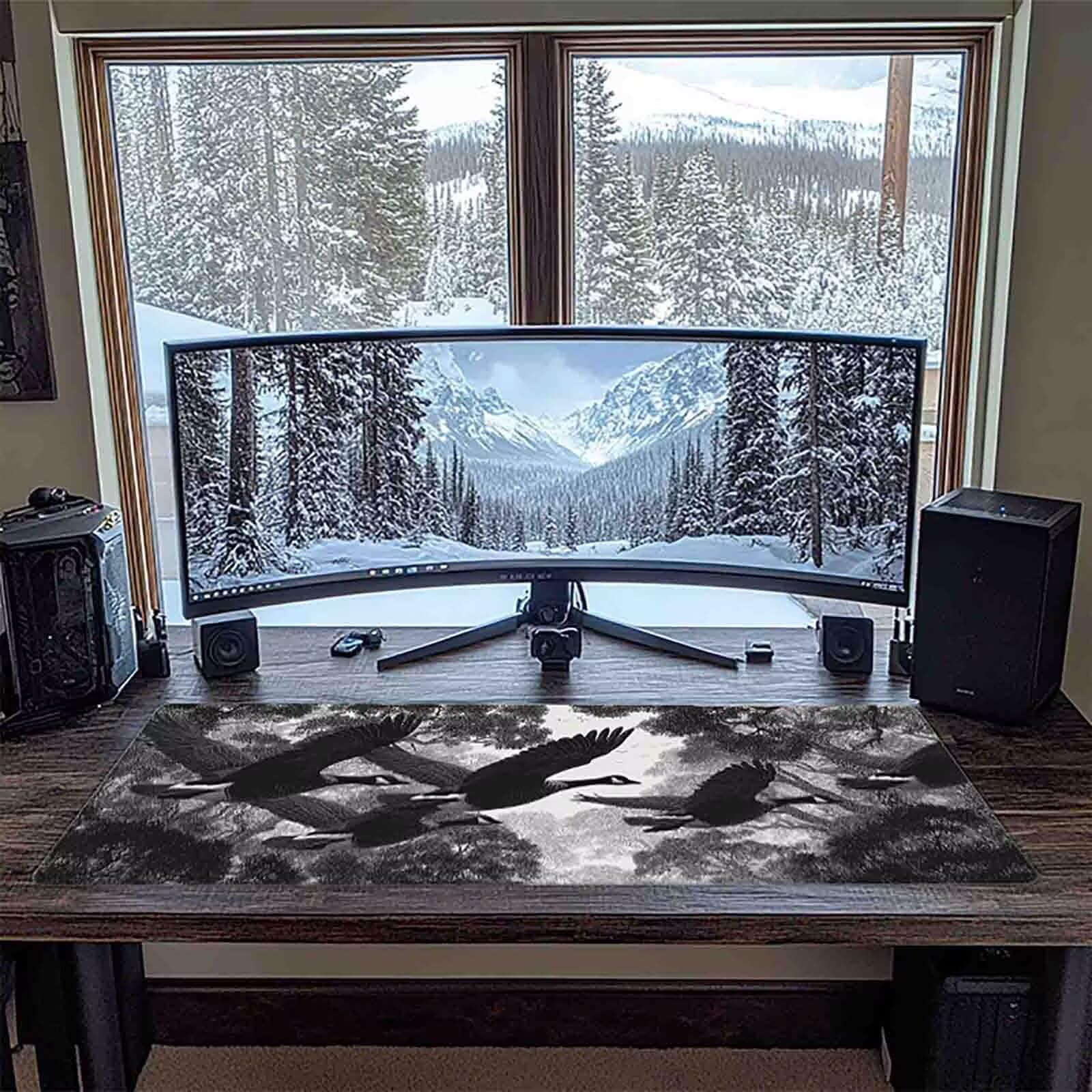 Grau Mauspad 80x40cm Schreibtischunterlage Tier Mauspad Gaming Leicht zu Reinigende, rutschfest Tischunterlage Schreibtisch, Verbessert Präzision und Geschwindigkeit für Deko Büro/Home Office 8432-2t