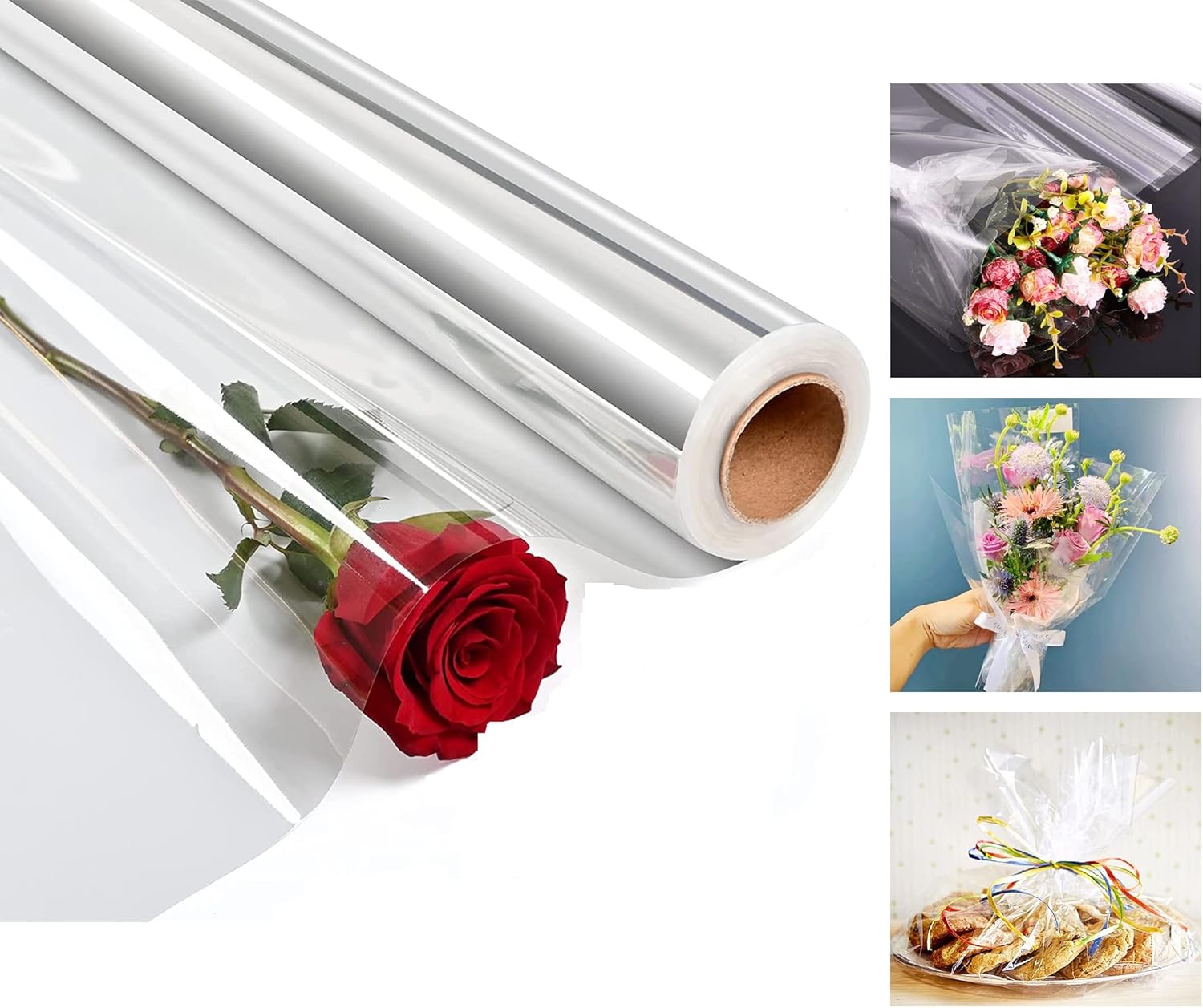 Venuscello® Cellophane Clear Wrap Roll 100m x 80cm Hamper Gift Wrapping
