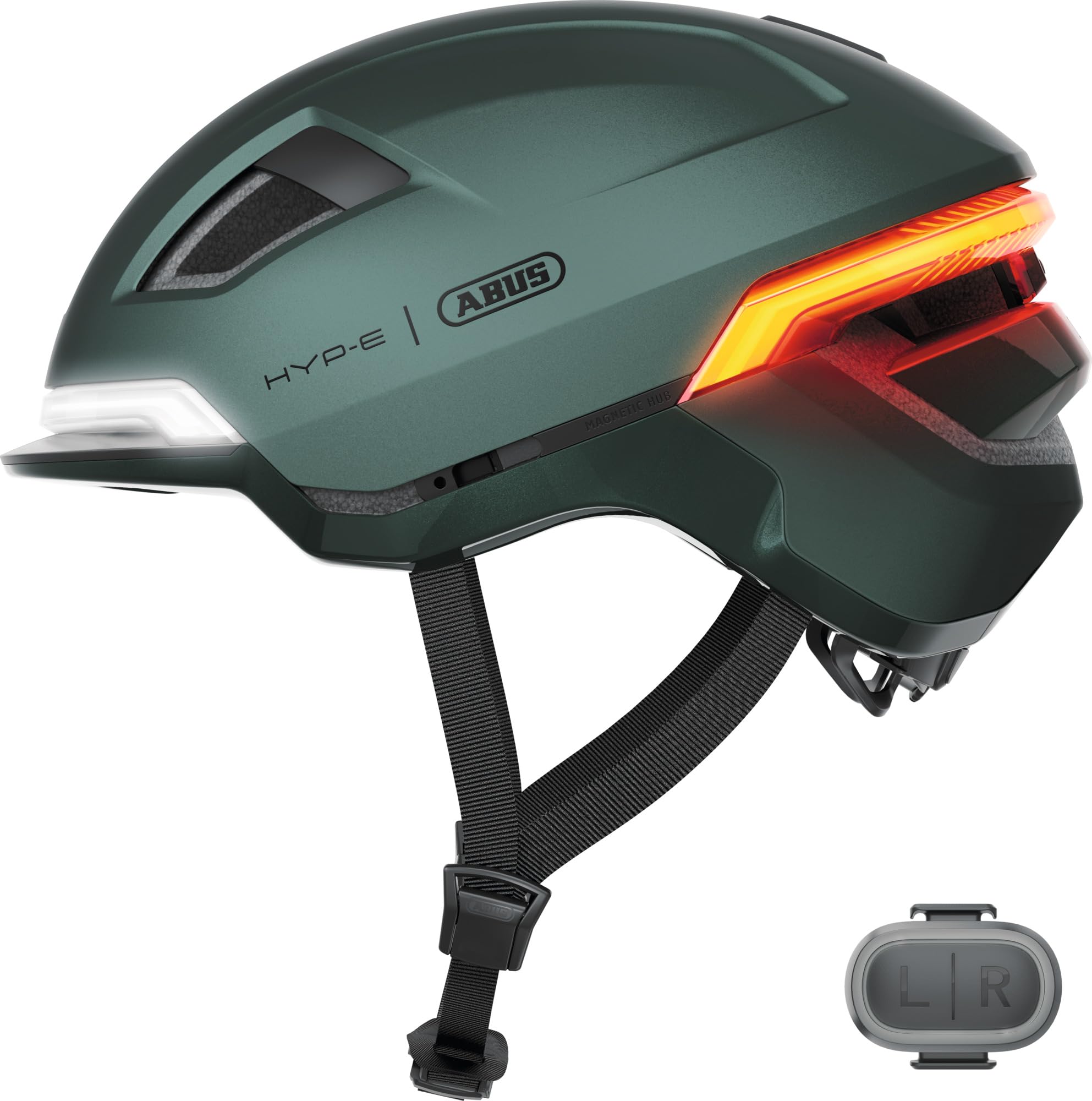 ABUS Casque de vélo HYP-E - Casque avec lumière Frontale, lumière arrière et lumière Clignotante - Convient Aussi pour Faire du vélo sur E-Bike et S-Pedelec - pour Jeunes et Adultes