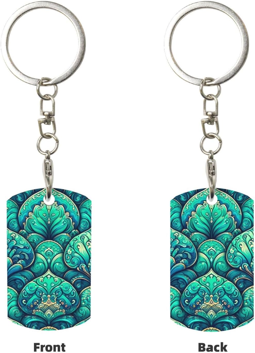 Dark-Teal-Dragon-Scales Aluminum Metal Keychain With Key Ring For Everyday Use image 2