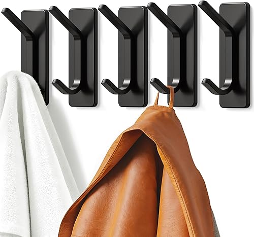 Auxmir Ganchos autoadhesivos para colgar de 15 libras, ganchos de pared de acero inoxidable para abrigo y toalla, impermeable, a prueba de aceite,