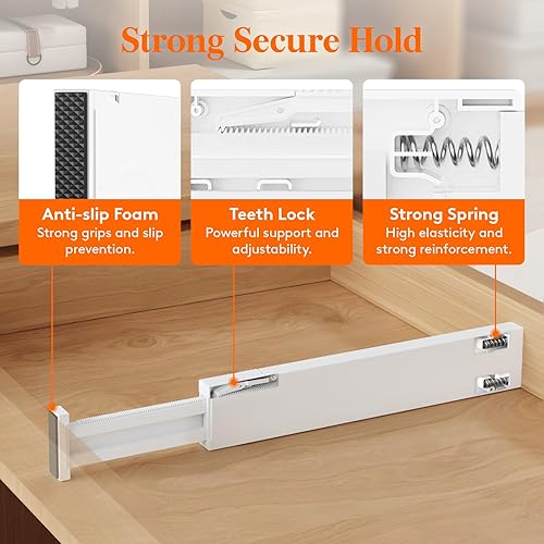 Miniatura 2 de Lifewit Paquete de 12 separadores de cajones de cocina de 2.36 pulgadas de alto, 16 a 22 pulgadas, organizador de cajones ajustables para