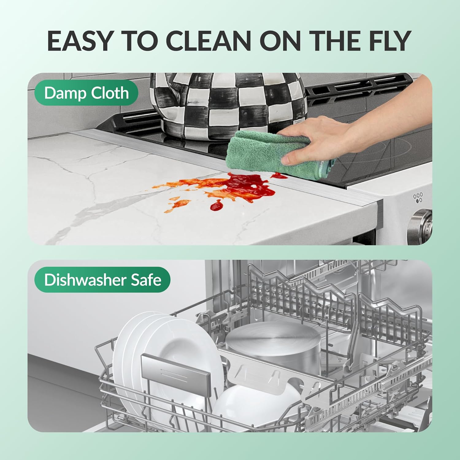 Stainless Steel Stove Gap Covers 13.8~27.5 Inch Retractable, Range Trim Kit Between Stove Top and Counter Heat Resistant & Easy to Clean Oven Gap Filler by BOGDA Silver (2 Packs)