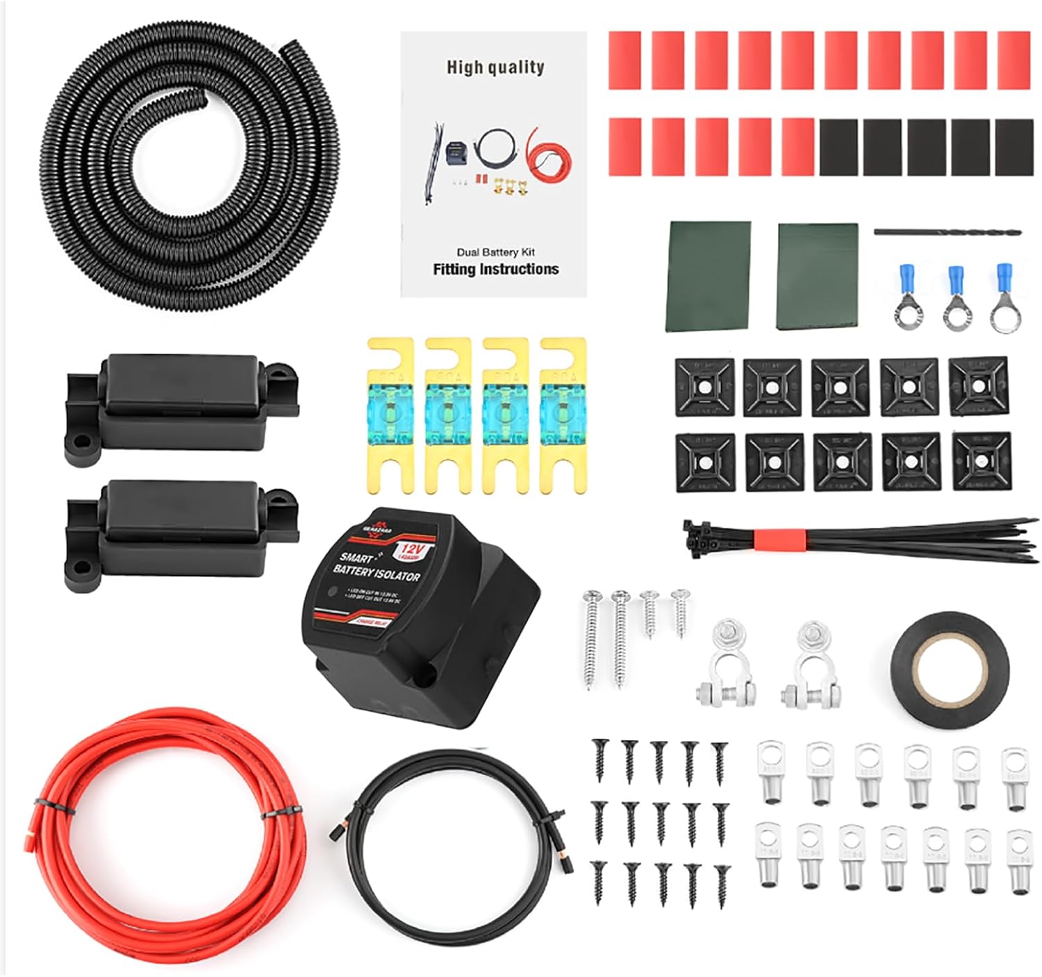 GEARZAAR 5M 12V 140A Split Charge Relay Kit, Dual Smart Battery